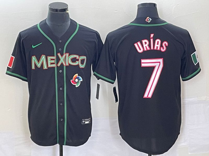 Men 2023 World Cub Mexico 7 Urias Black white Nike MLB Jersey45